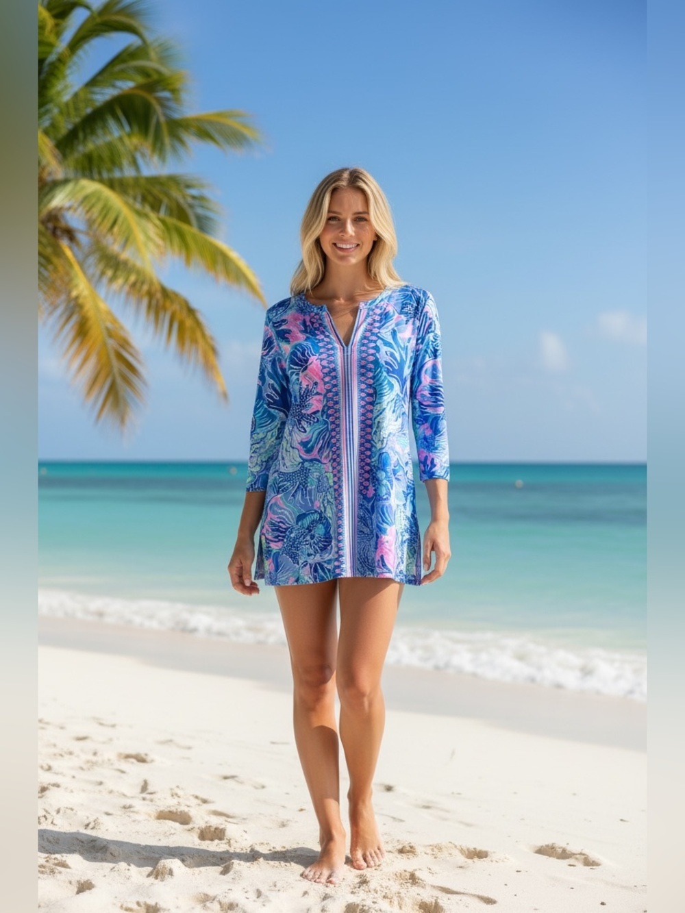 🌴Lilly Pulitzer Karina Tunic Top UPF 50+ ChillyLilly Shade Seekers NWOT XS🌴 - Picture 1 of 11